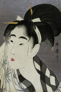 Japan: 'Woman Drying Face', ukiyo-e woodblock print by Kitagawa Utamaro in the Bijin style (1798) © Pictures From History