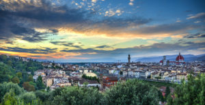 Panoramic view of the city with Florence Cathedral, Duomo Santa Maria del Fiore dusk, Florence, Italy ©imageBROKER / robertharding