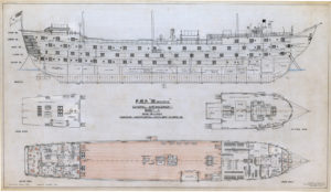 Plan of HMS 'Worcester' (1904) © P&O / Photo: National Maritime Museum, Greenwich, London
