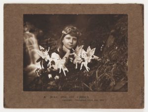'Alice and the Fairies', July 1917. A photograph of Frances 'Alice' Griffiths (1907-1986) taken by her cousin Elsie 'Iris' Wright (1901-1988). ©National Science and Media Museum/Science & Society Picture Library