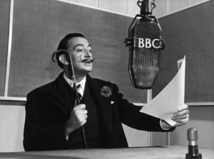 Salvador Dali, the Spanish surrealist painter, broadcasting in the BBC Spanish Service in 1951 ©BBC Photo Library