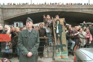 Moscow, Russia. Numerous fans of legendary American pop singer Michael Jackson crowding near Balchug Kempinski Hotel in Moscow. Alexander Nemenov/ITAR-TASS Date: 1996