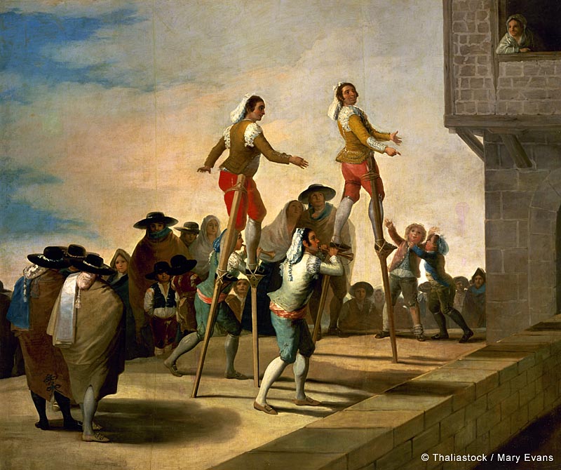 Francisco de Goya y Lucientes (1746-1828). Spanish painter.Stilts, 1791-1792. Prado Museum. Madrid. Spain.     Date: