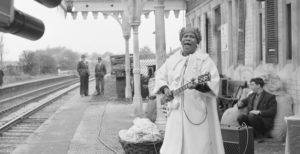 Sister Rosetta Tharpe in Manchester on set for the Blues and Gospel train TV special. 1964.